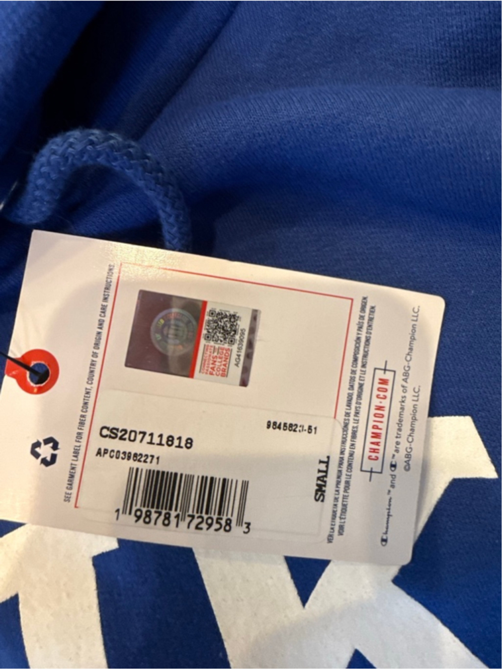 Men's Champion Duke Blue White Hoodie S - Picture 3 of 4